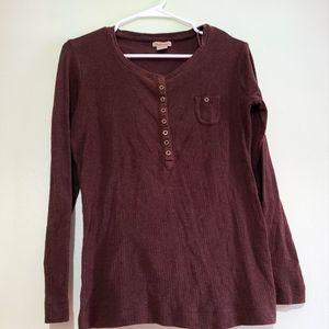 Women's Brown Ruff Hewn Long Sleeve Top Size M